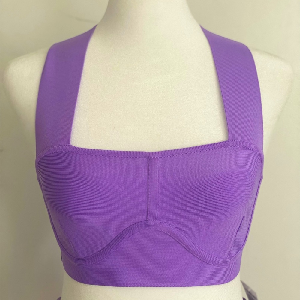 Herve by Herve Leger Bandage Purple Sexy Bralette Crop Top XS